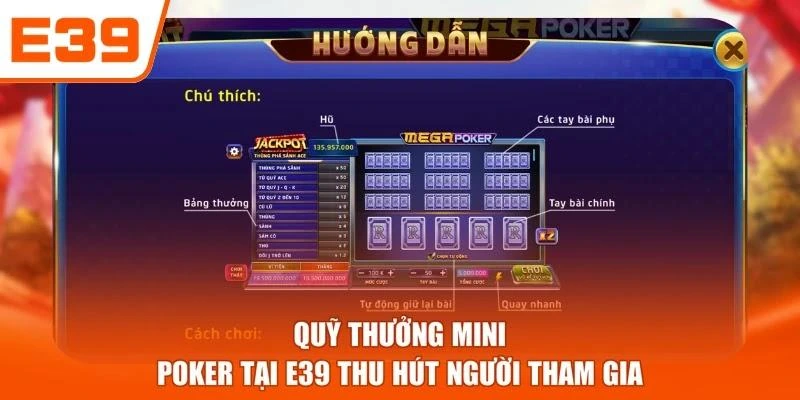 Quỹ thưởng Mini Poker tại E39 thu hút người tham gia